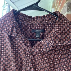 Alfani Geo Navy and Orange Long Sleeve Button Down